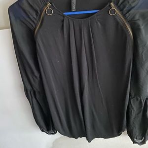 Black sheer sleeved top